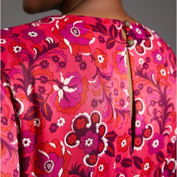 NWT Anthropologie Maeve Pink Floral Wrap Mini Dress - Picture 4 of 13